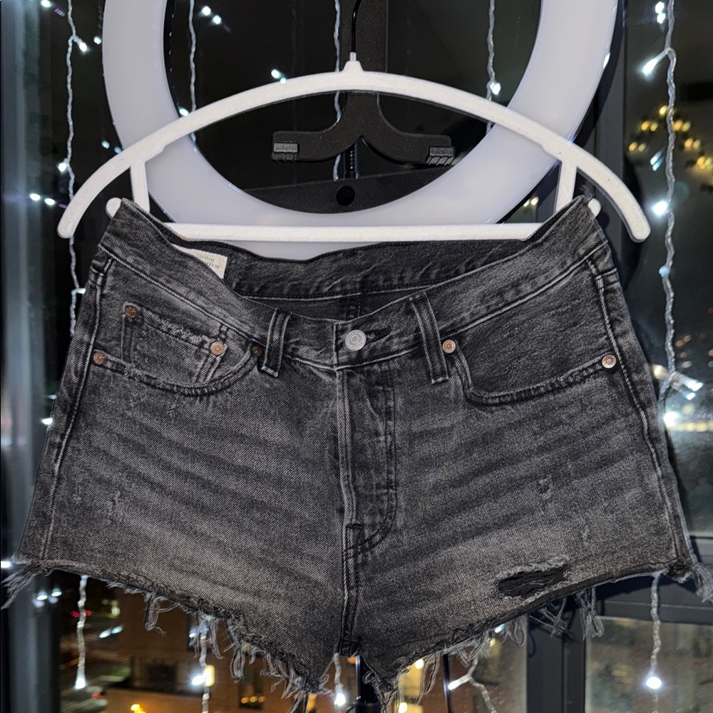 Levi's Black Distressed Jean Shorts